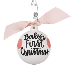 Pink Baby 1st  Christmas Rocking Horse Ornament
