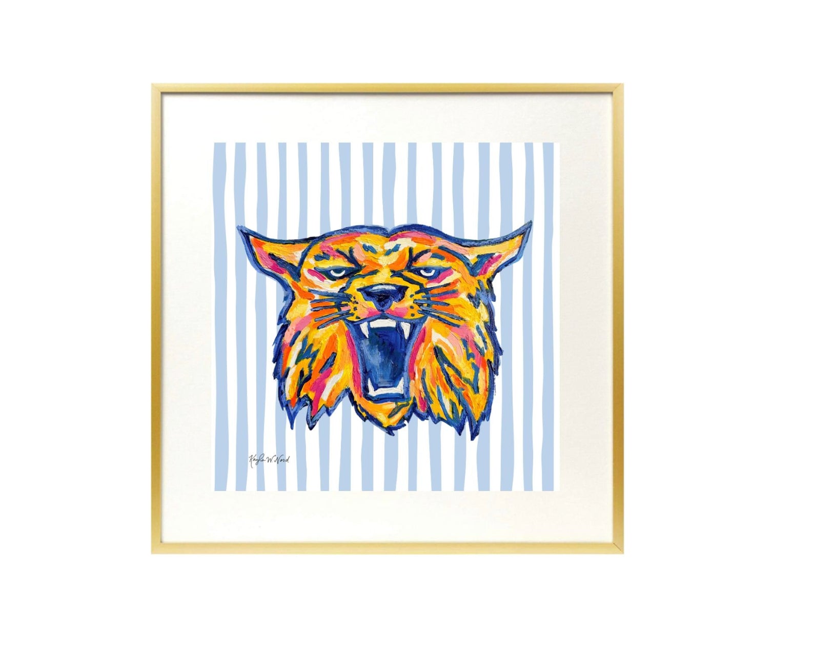 The Wildcat Blue Striped Background (PRINT) 5X5