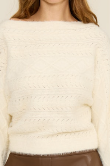 Carol Cable Knit Sweater - Cream