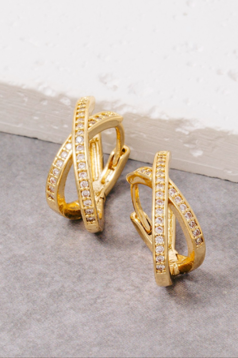 Gold Dipped X Shape Hoop Earrings