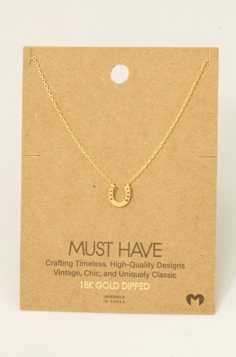 Gold Mini Horseshoe Pendant Necklace