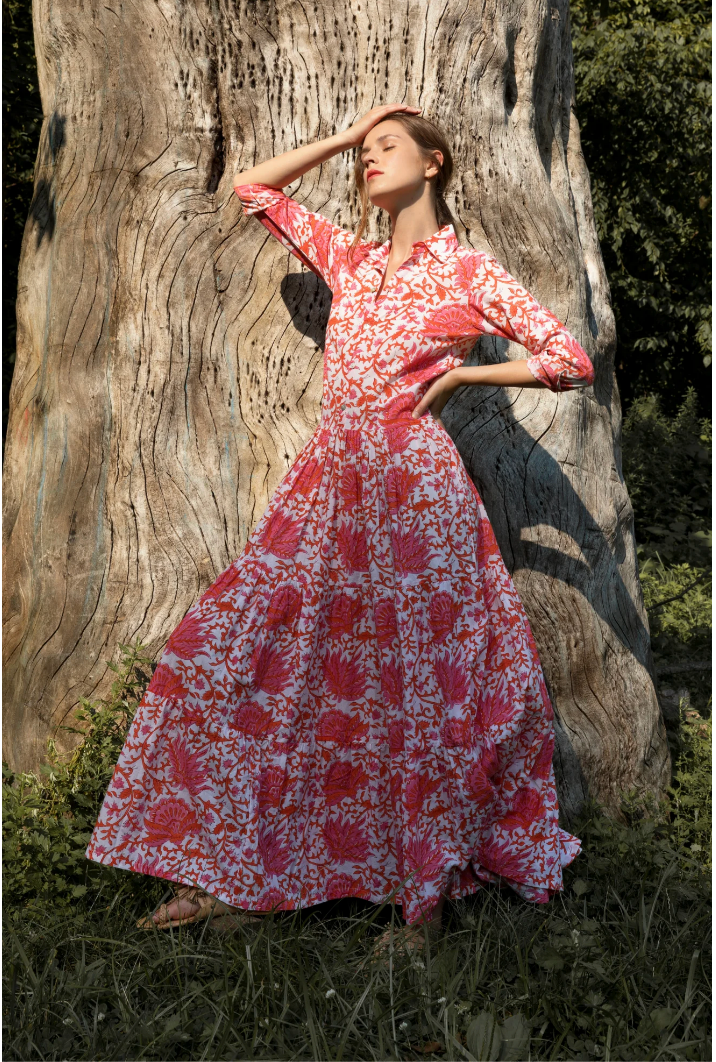 MEREDITH FLORAL DRESS | CORAL