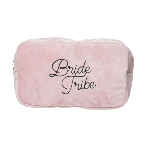 Bride Tribe Large Velvet Bag Pink