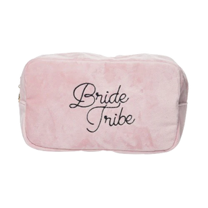 Bride Tribe Large Velvet Bag Pink