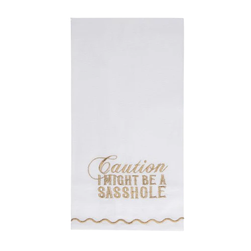 Caution Gold Thread Tea Towel