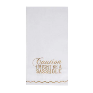 Caution Gold Thread Tea Towel