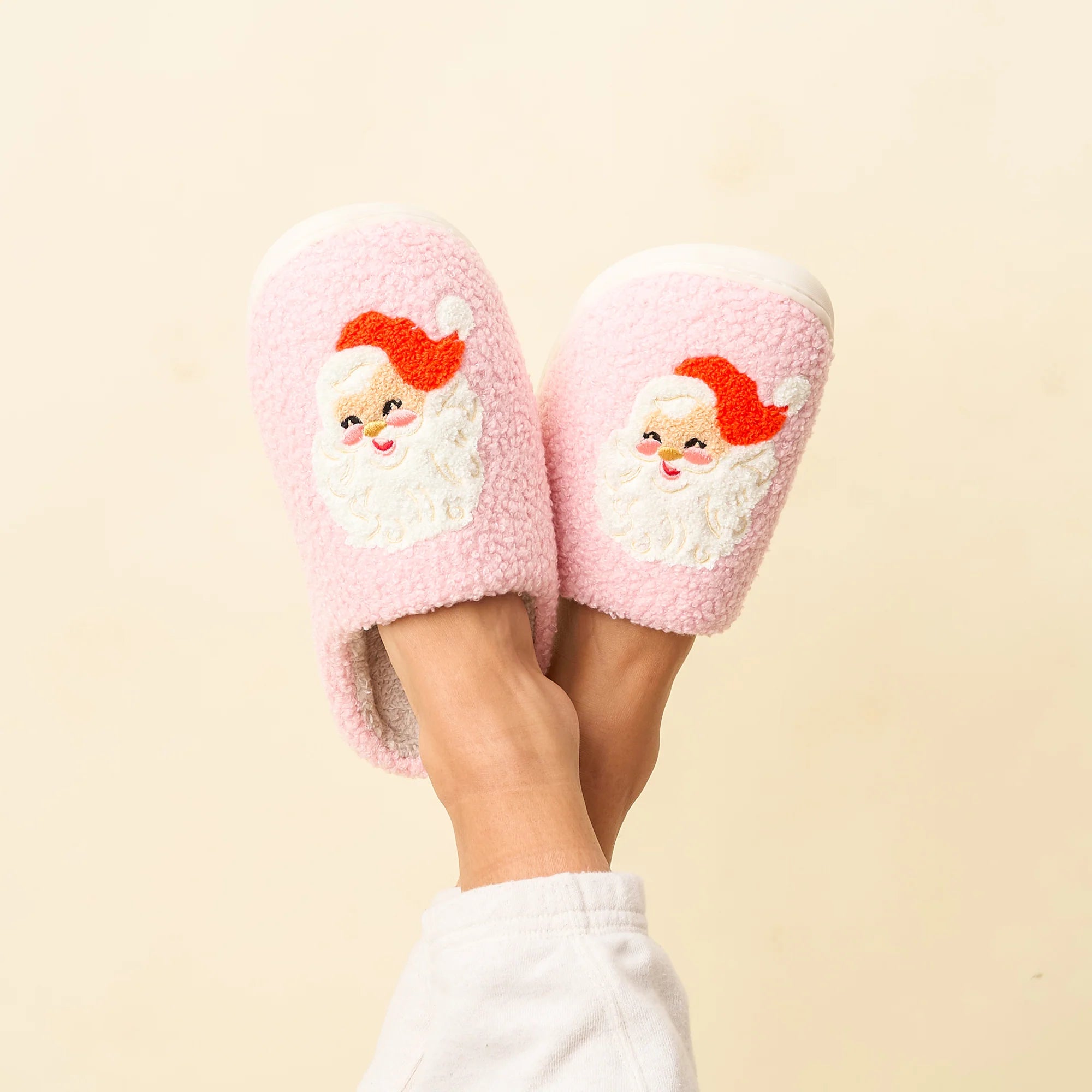 Christmas Fuzzy Slippers-Santa