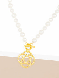 Clover Charm Pearl Beaded Collar Necklace Jewelry