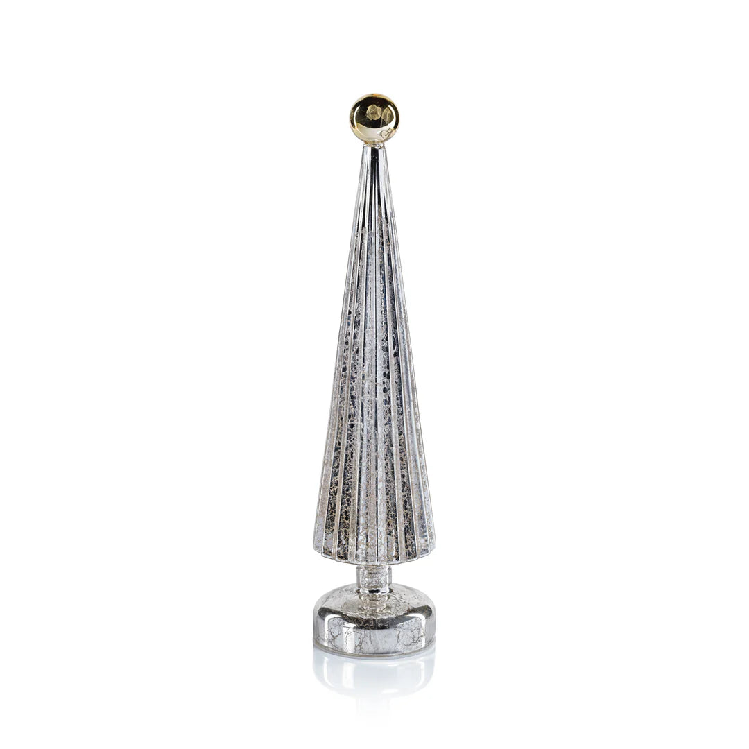 LED Tree with Globe Finial- Silver with Gold - 16.5 in