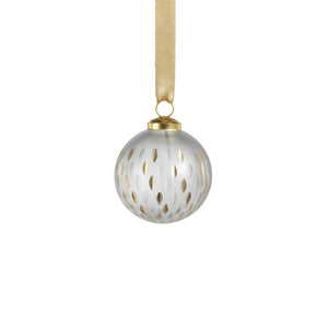 Frosted & Etched in Gold Glass Ornament - Clear - 3 in