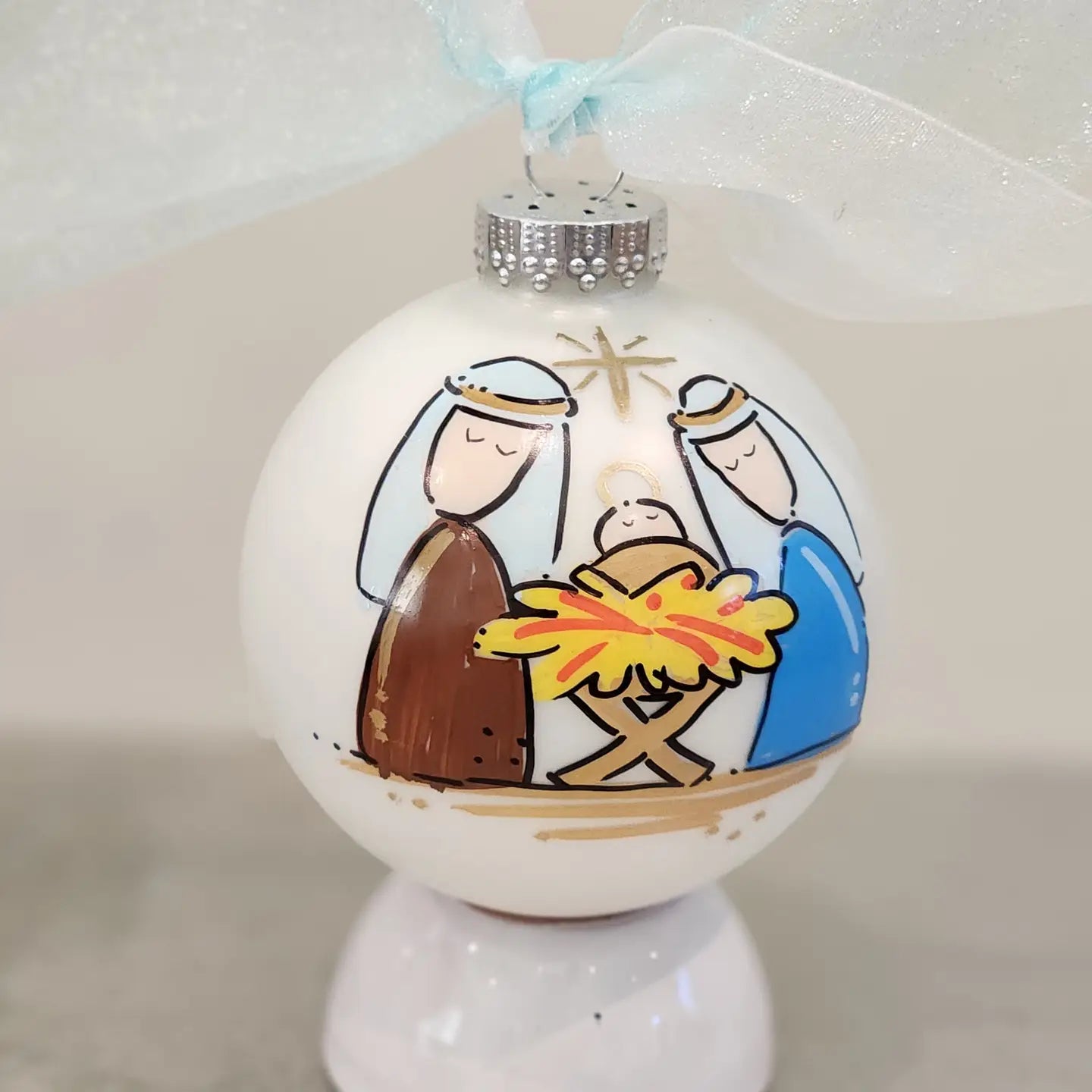 Nativity Hand Painted Glass Ball Ornament-Small