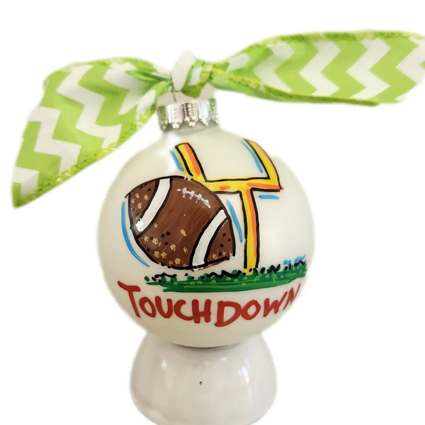 Football Hand Painted Glass Ball Ornament