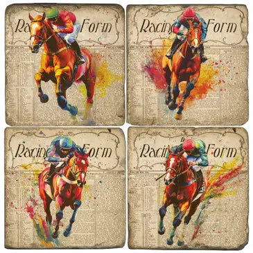 Racing Form - Tumbled Marble Coasters Set/4