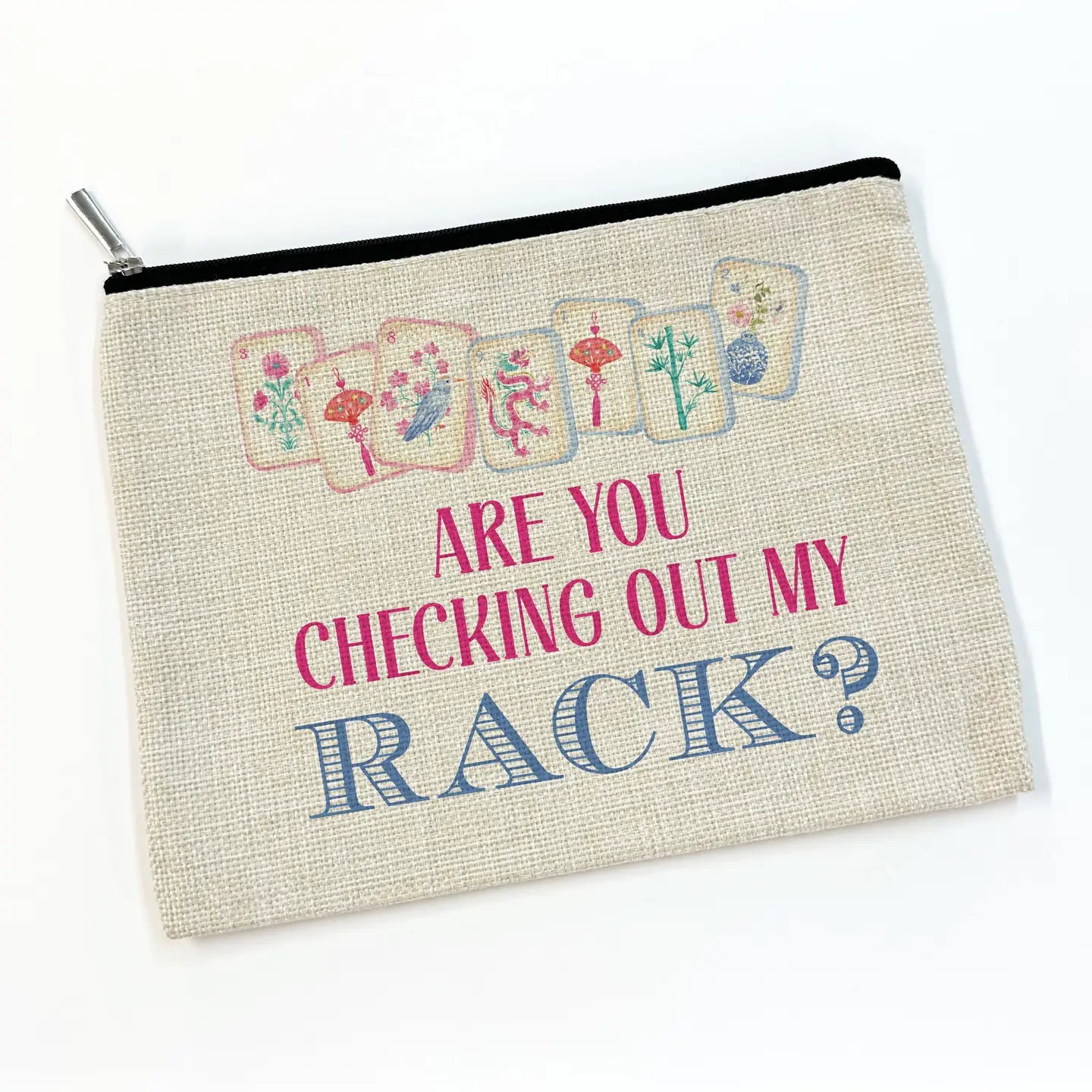 Mahjong Tile Makeup Bag Cosmetic Zipper Pouch