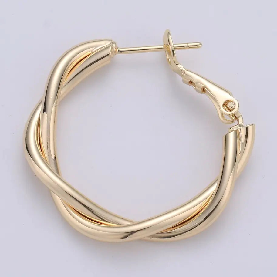 Dainty Gold Twisted Hoop Earring