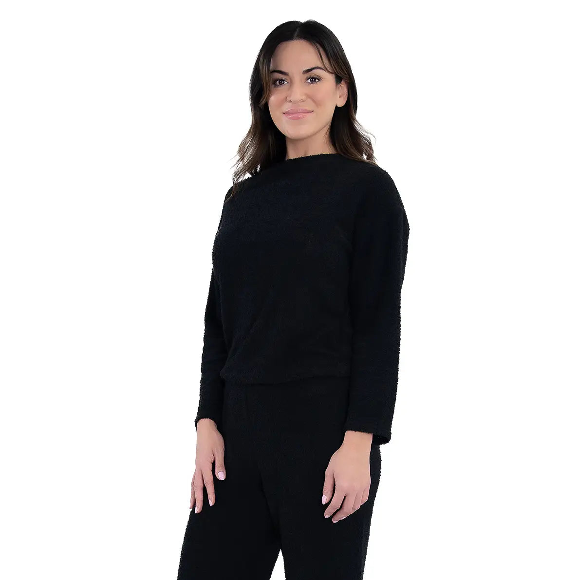 Black Cozy Knit Long Sleeve Top