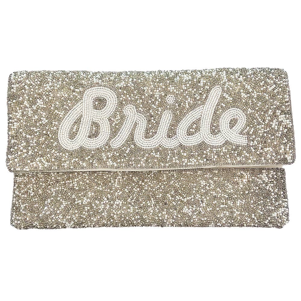 SILVER BRIDE BEADED CLUTCH