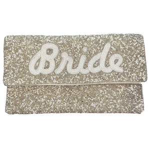 SILVER BRIDE BEADED CLUTCH