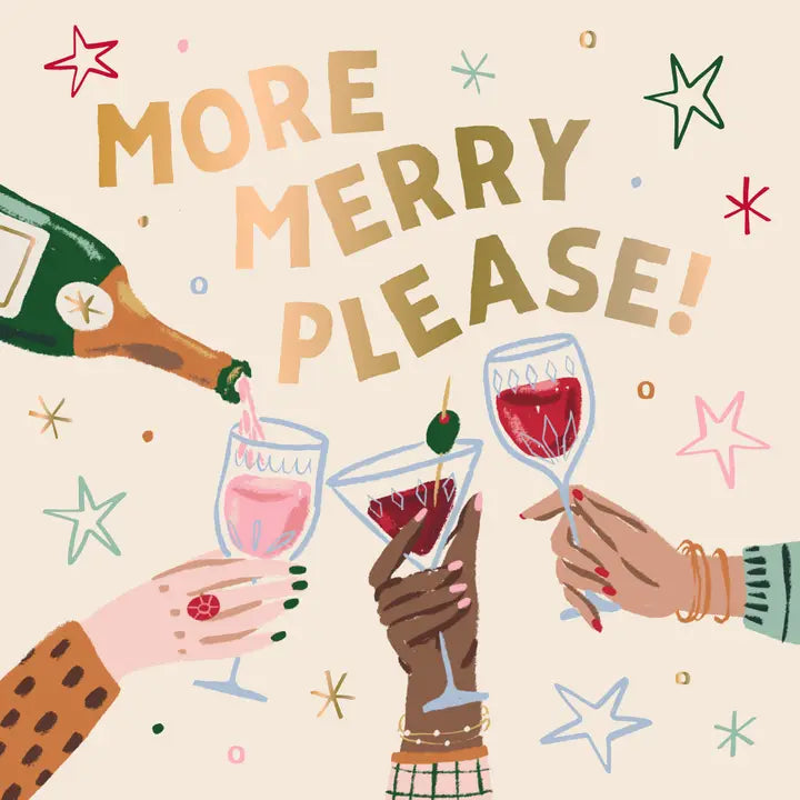 " More Merry Please" Cocktail Napkin