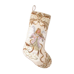 Angel with Violin Needlepoint Stocking