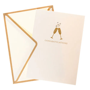 Gold Champagne Glasses Wedding Handmade Card