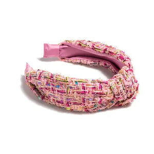 Knotted Boucle Headband Pink