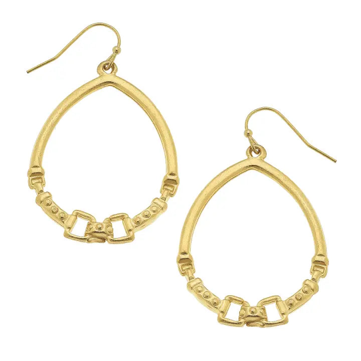 Gold Oval Horse Bit Earrings