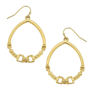 Gold Oval Horse Bit Earrings