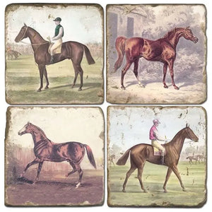 Horses in Profile - Tumbled Marble Coasters Set/4