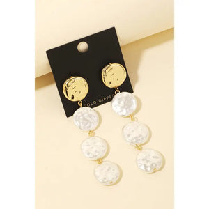 Pearl Disk Tiered Drop Earrings