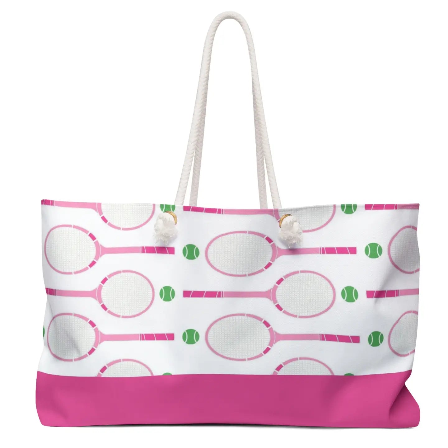 Weekender Tote Bag - White and Pink Tennis Rackets