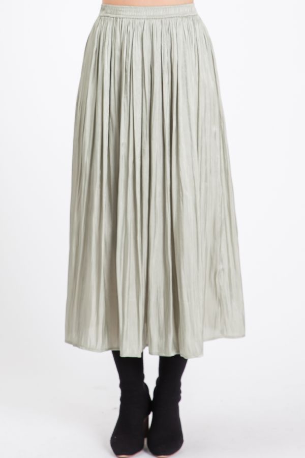 Satin High Waist Midi Skirt