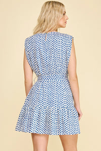 Polka Dot Tiered Mini Dress -Royal Blue