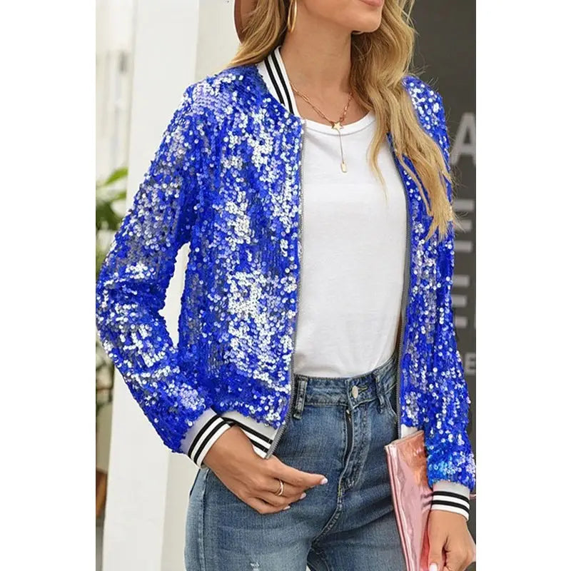 Royal Blue Women Sequin Jackets