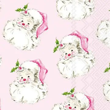 Paper Guest Towels 16 Ct Pink Santa Christmas