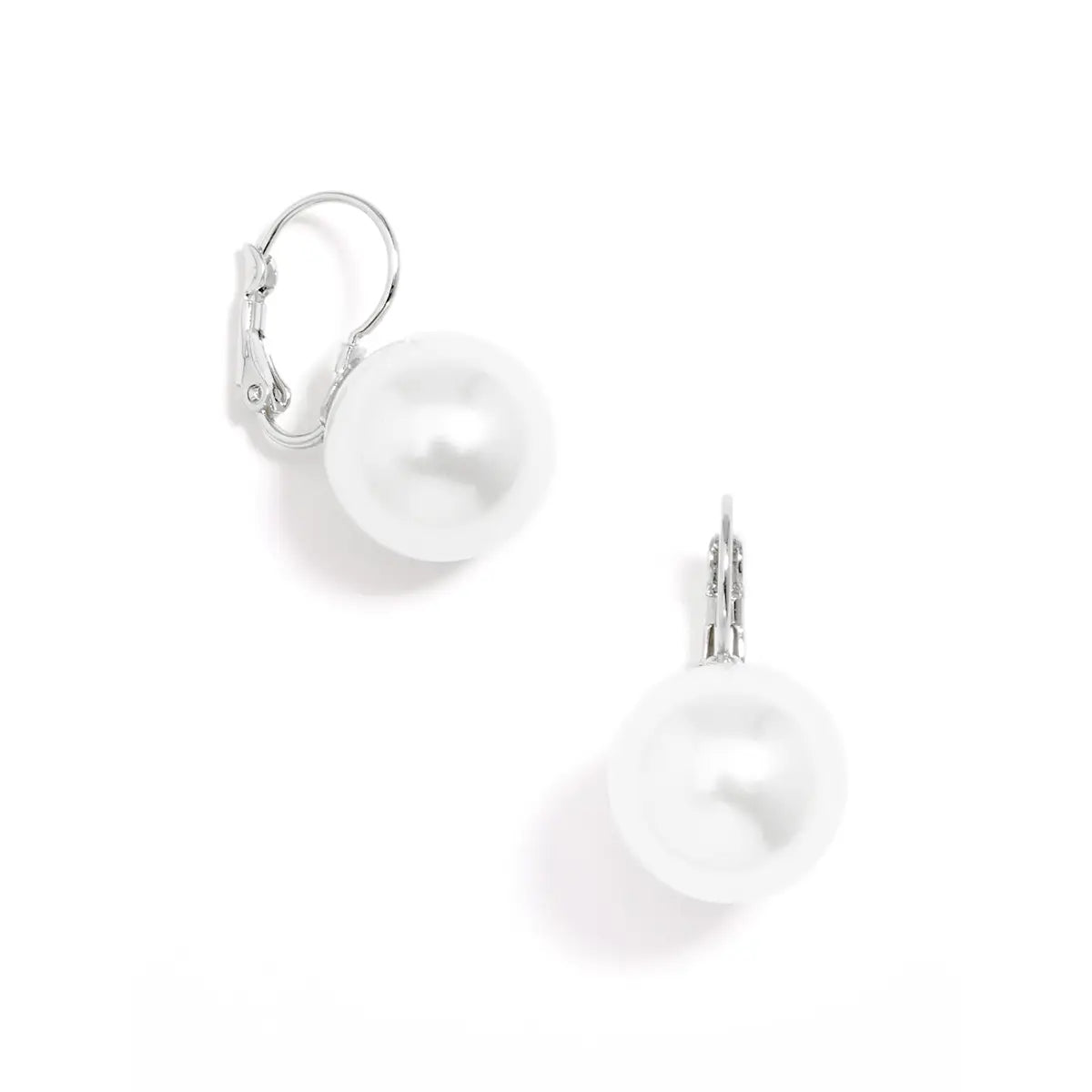 Single Pearl Drop Earring with Silver Accents