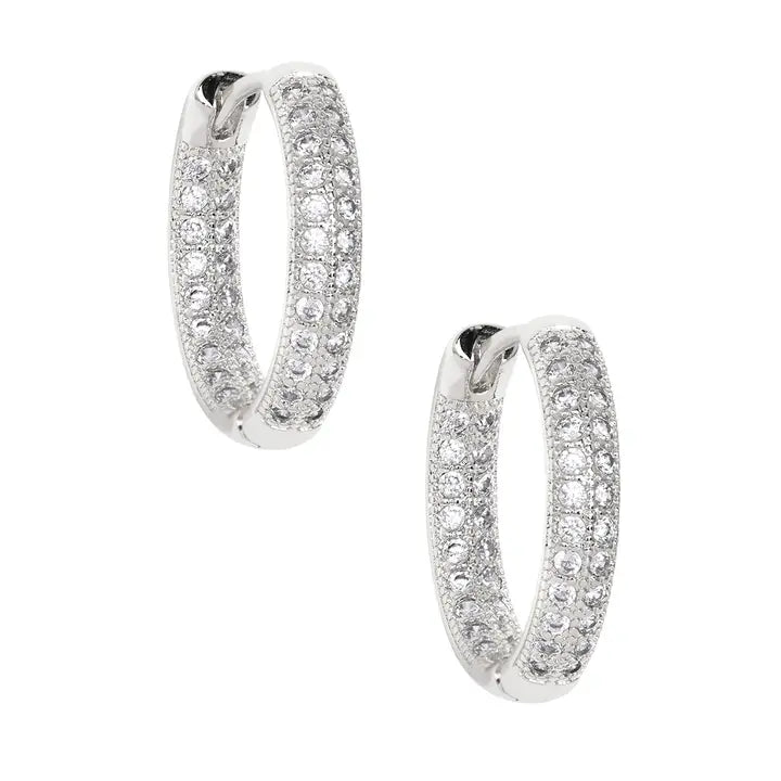 Crystal Huggie Earring-Silver