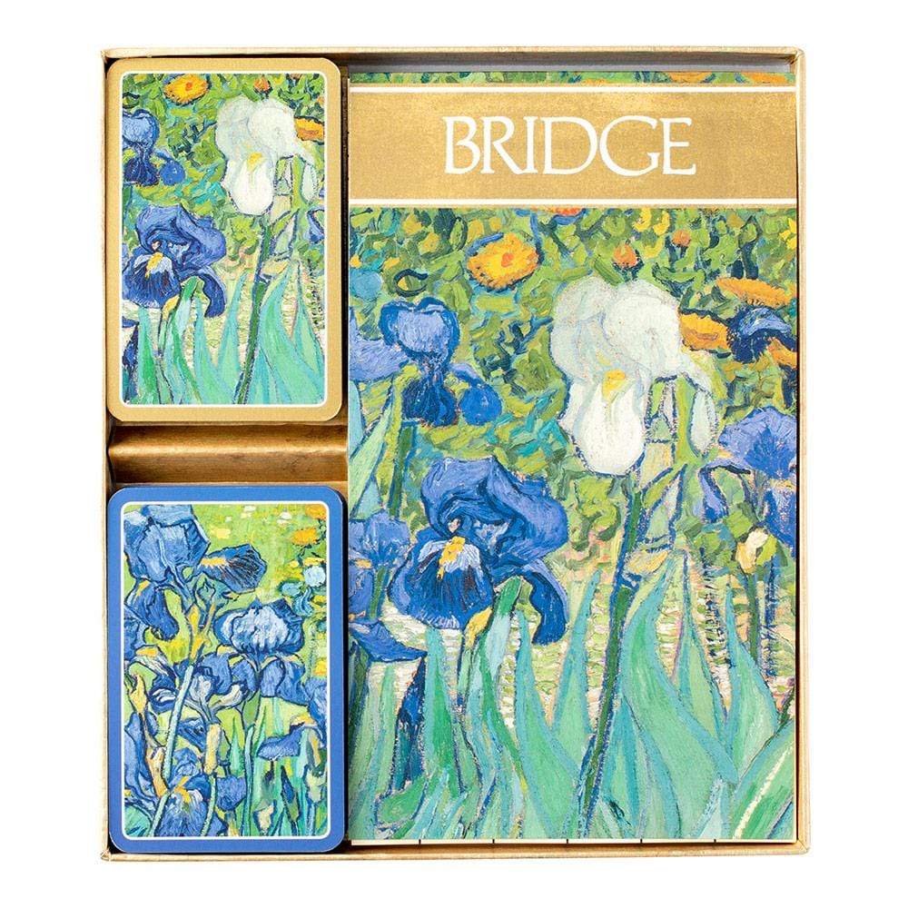 Van Gogh Irises Large Type Bridge Gift Set - 2 Playing Card Decks & 2 Score Pads