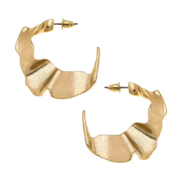 Brussels Molten Metal Hoop Earrings in Worn Gold