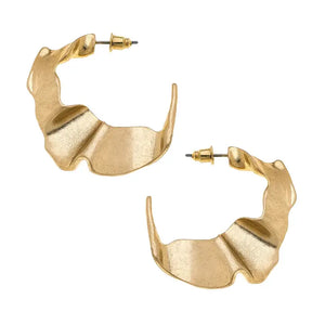 Brussels Molten Metal Hoop Earrings in Worn Gold