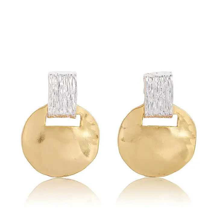 Mixed Metal Short Drop Earrings