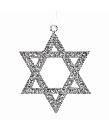 3.5" Metal Silver Star of David Ornament