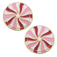 Peppermint Candy Enamel Stud Earrings