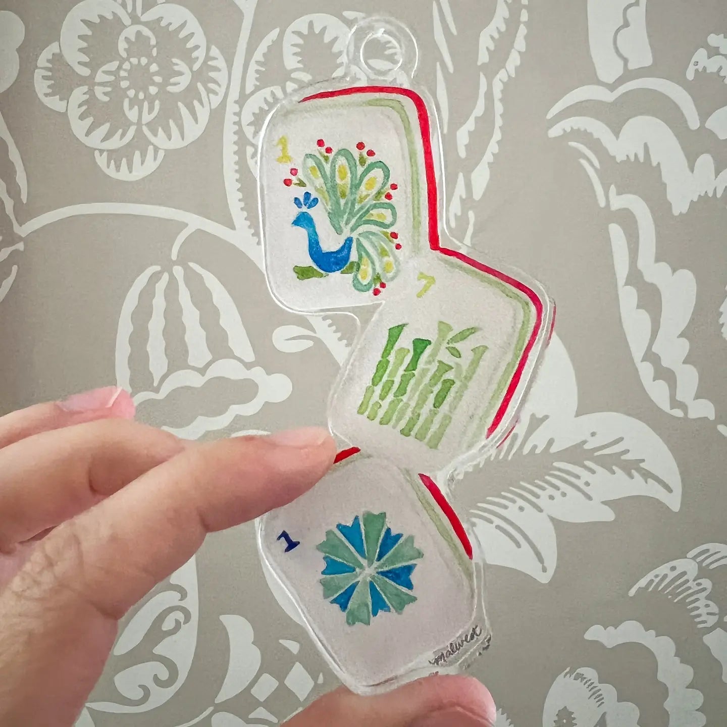 Merry Mahjong Watercolor Acrylic Ornament