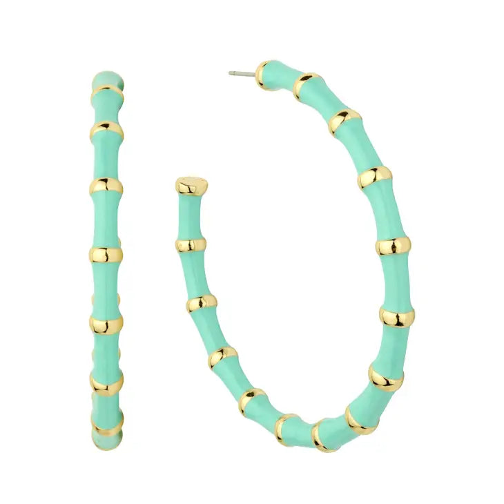 Mint Large Bamboo Hoops