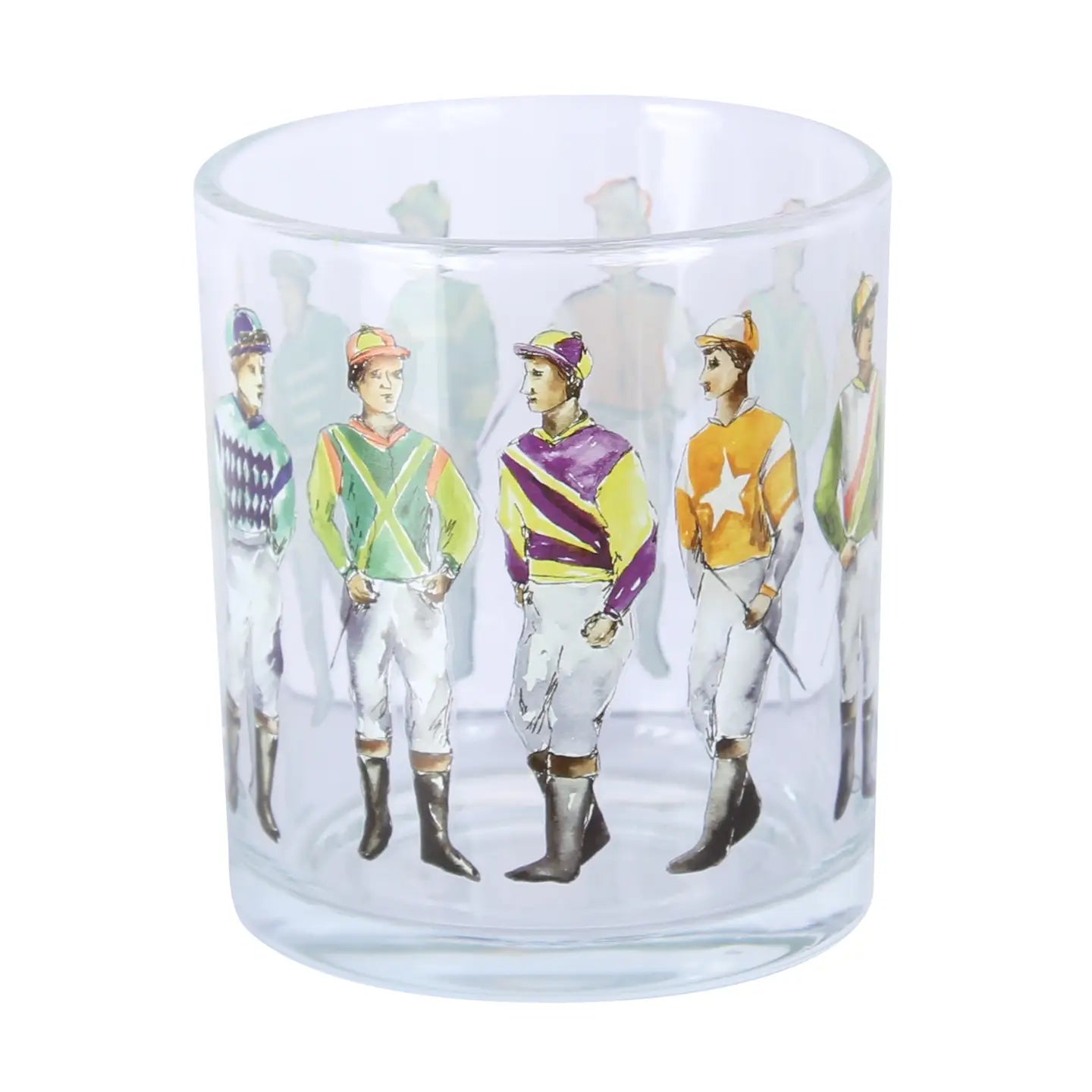 Standing Horse Racing Jockeys Wrapped Rocks Glass