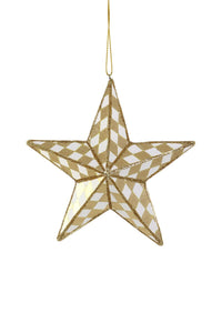 Gold Checkered Star Ornament