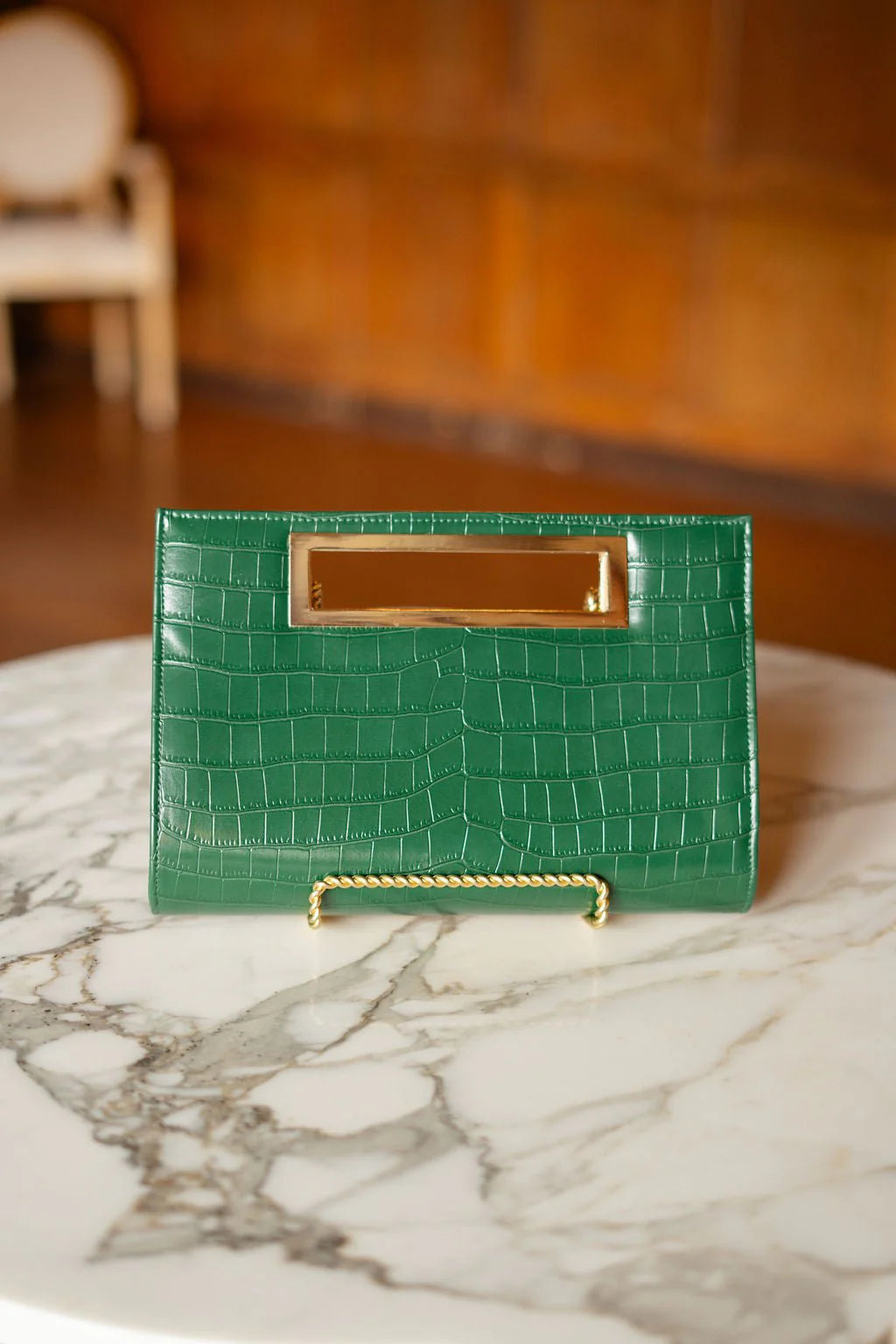 Green Chloe Croc Clutch