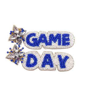 Game Day Beaded Blue/White Earrings