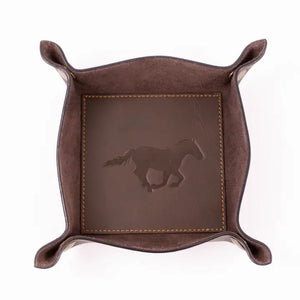 Mustang Leather Embossed Valet Tray Dark Brown 8x8